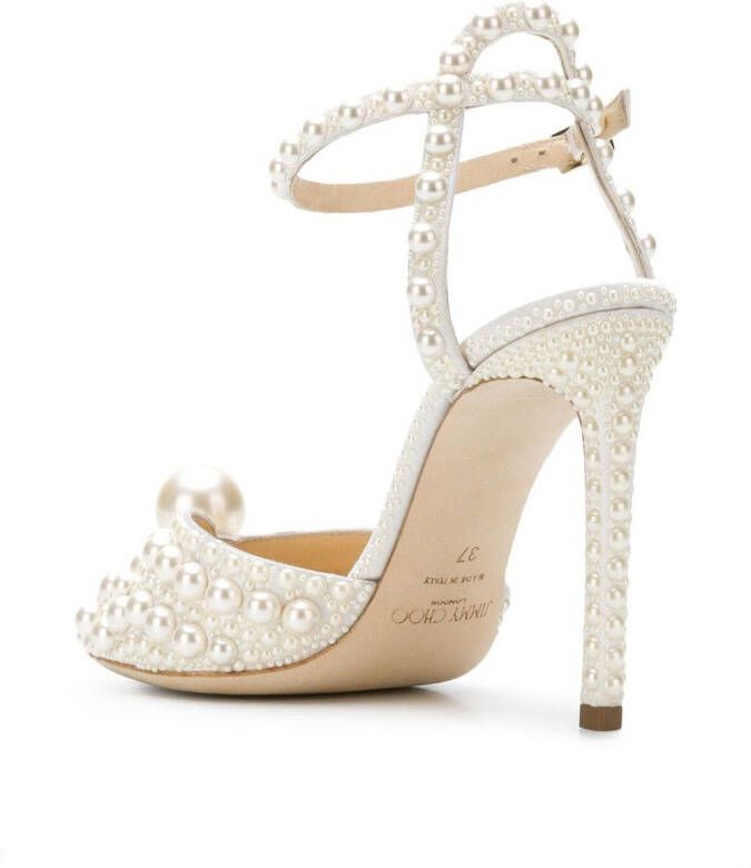 Jimmy Choo Sacora 100 pearl versierde pumps Wit