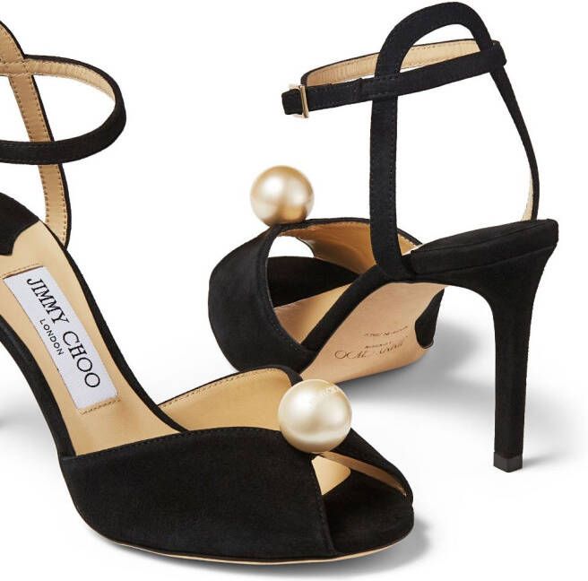 Jimmy Choo Sacora sandalen verfraaid met parels Zwart