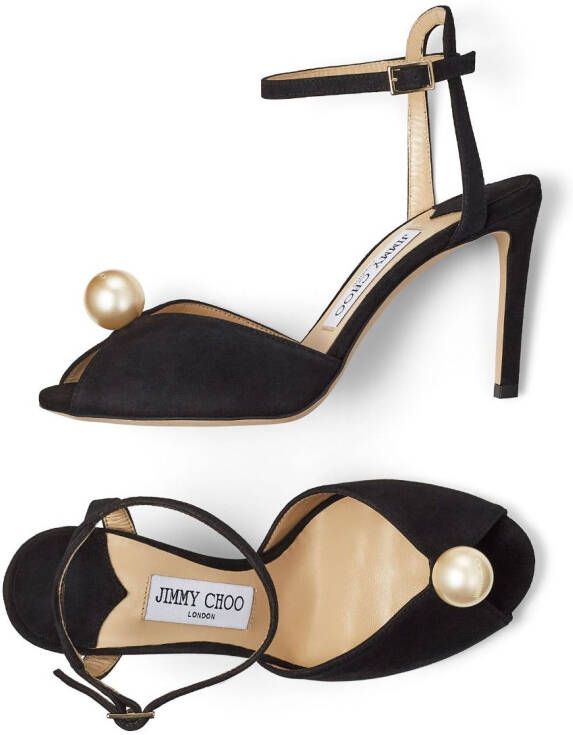 Jimmy Choo Sacora sandalen verfraaid met parels Zwart