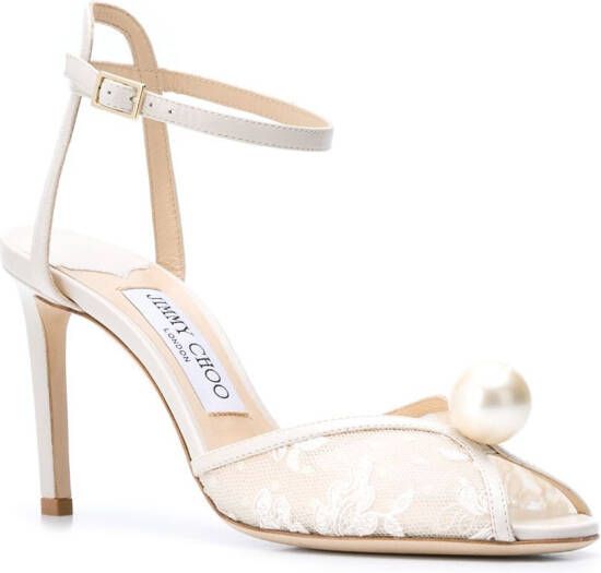 Jimmy Choo Sacora sandalen verfraaid met parels Beige