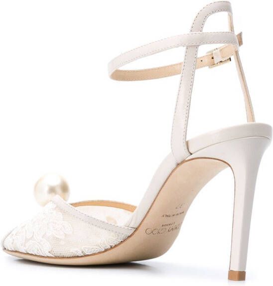 Jimmy Choo Sacora sandalen verfraaid met parels Beige