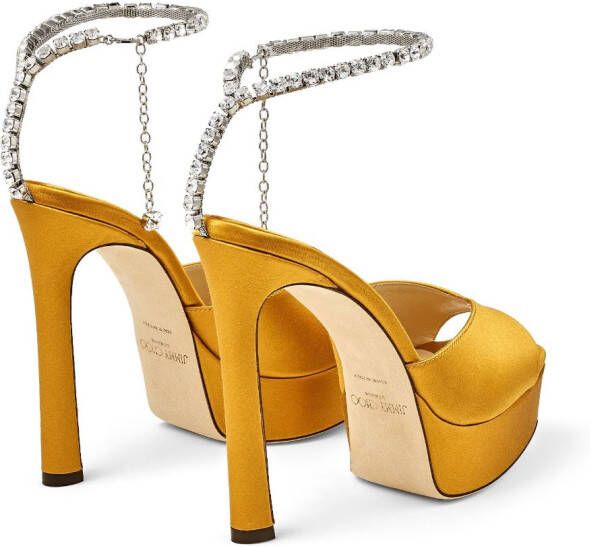 Jimmy Choo Saeda sandalen verfraaid met kristal Geel