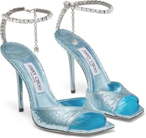 Jimmy Choo Saeda metallic sandalen Blauw