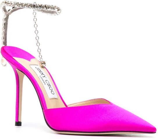 Jimmy Choo Saeda satijnen pumps Roze