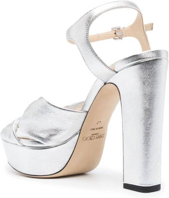 Jimmy Choo 120 mm Heloise leren sandalen Zilver