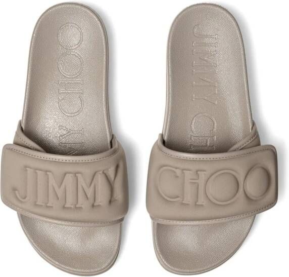 Jimmy Choo Slippers met logo-reliëf Beige