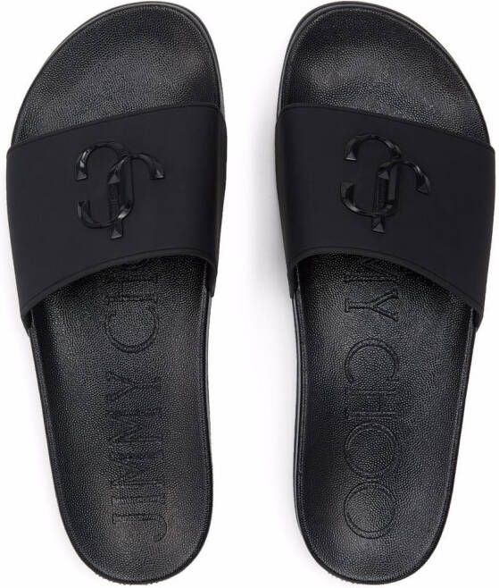 Jimmy Choo Slippers met logo Zwart