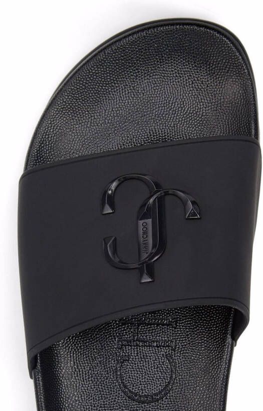 Jimmy Choo Slippers met logo Zwart