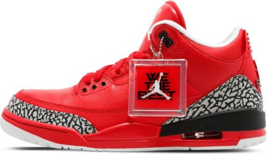 Jordan AJ3770438 UNIVERSITY RED BLACK-CEMENT Furs & Skins->Leather Rood