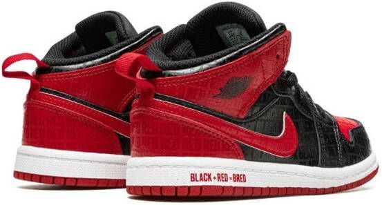 Jordan Kids Air Jordan 1 Mid 'Black + Red' sneakers Zwart