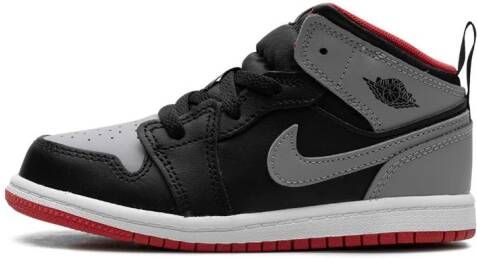 Jordan Kids Air Jordan 1 Mid "Black Cement Grey-Fire Red-White" sneakers Zwart