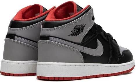 Jordan Kids Air Jordan 1 Mid "Black Grey Red" sneakers Zwart