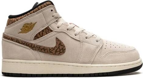 Jordan Kids "Air Jordan 1 Mid SE Brown Elephant sneakers" Beige