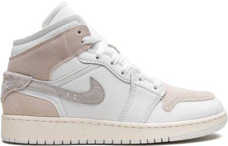 Jordan Kids "Air Jordan 1 Mid SE Craft Inside Out White Sail sneakers" Wit