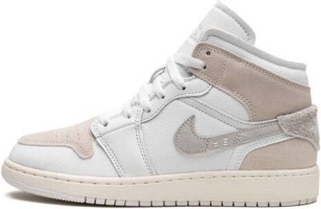 Jordan Kids "Air Jordan 1 Mid SE Craft Inside Out White Sail sneakers" Wit