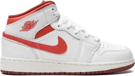 Jordan Kids Air Jordan 1 Mid SE "White Dune Red" sneakers Wit