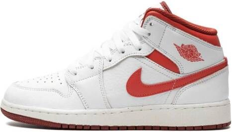 Jordan Kids Air Jordan 1 Mid SE "White Dune Red" sneakers Wit