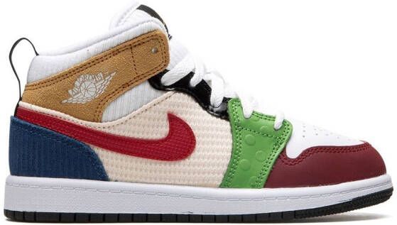 Jordan Kids Jordan 1 Mid SE sneakers met patchwork Wit