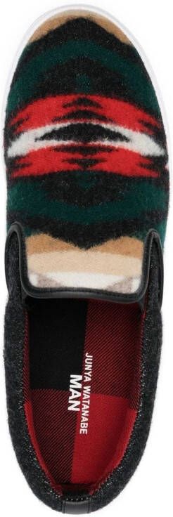 Junya Watanabe MAN Sneakers met abstract patroon Groen