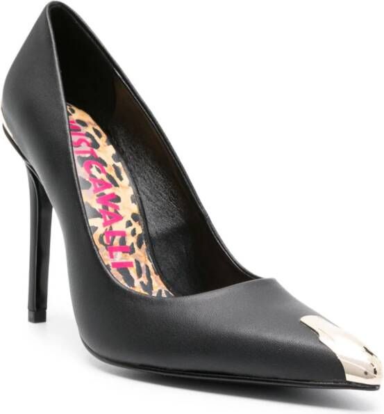 Just Cavalli 110mm leren pumps met metalen neus Zwart