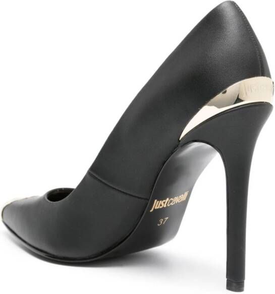 Just Cavalli 110mm leren pumps met metalen neus Zwart