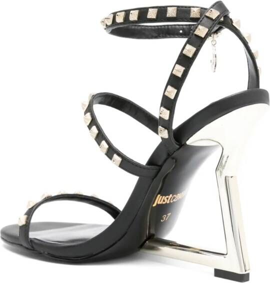 Just Cavalli 110mm leren sandalen met studs Zwart