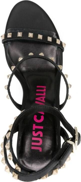 Just Cavalli 110mm leren sandalen met studs Zwart