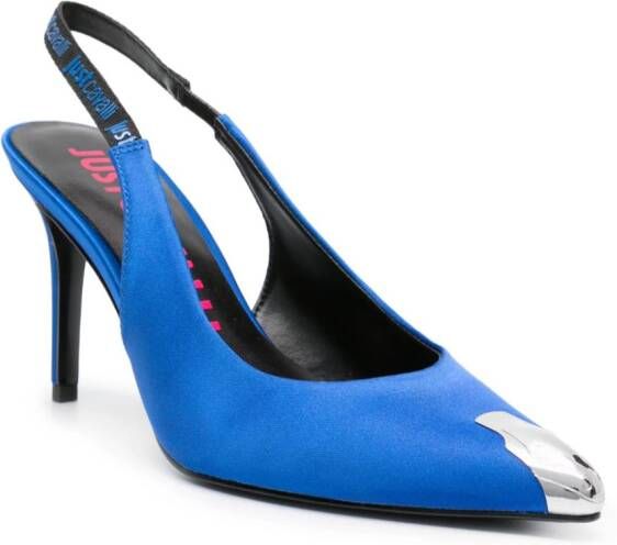 Just Cavalli 95mm satijnen slingback pumps Blauw