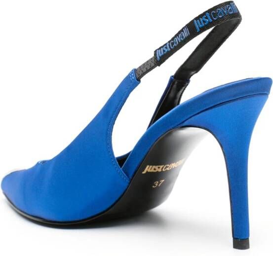 Just Cavalli 95mm satijnen slingback pumps Blauw