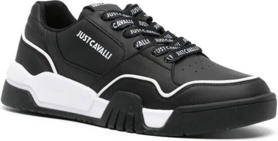 Just Cavalli Leren sneakers met logo-reliëf Zwart