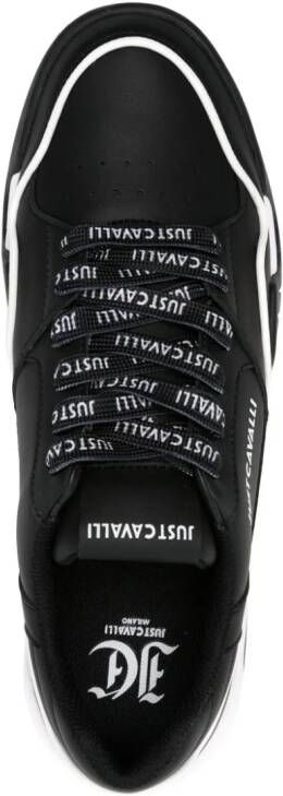 Just Cavalli Leren sneakers met logo-reliëf Zwart
