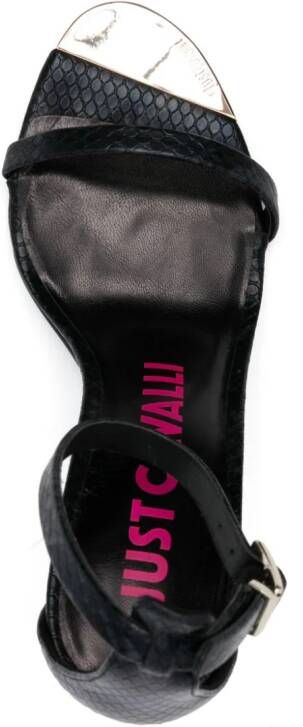 Just Cavalli Sandalen met slangenleer-effect Zwart