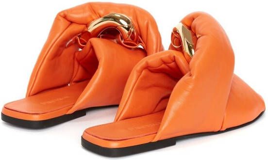 JW Anderson Chain Twist leren slippers Oranje