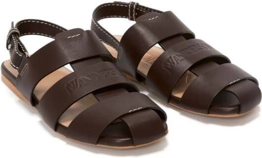 JW Anderson Gekooide leren slingback sandalen Bruin