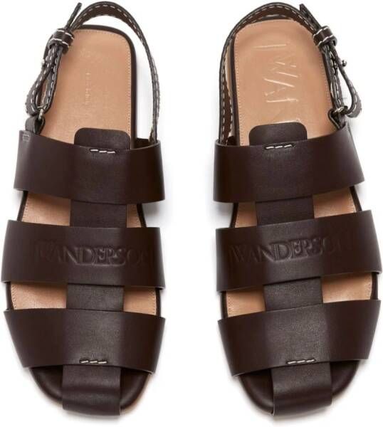 JW Anderson Gekooide leren slingback sandalen Bruin