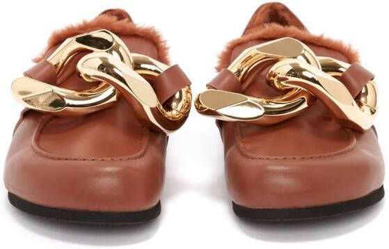 JW Anderson Loafers met chunky ketting Bruin