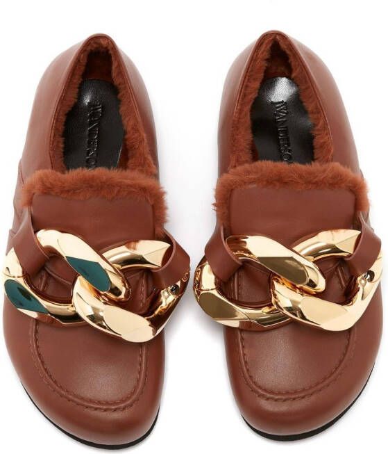 JW Anderson Loafers met chunky ketting Bruin