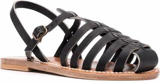 K. Jacques Leren sandalen Zwart