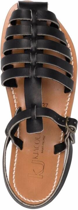 K. Jacques Leren sandalen Zwart
