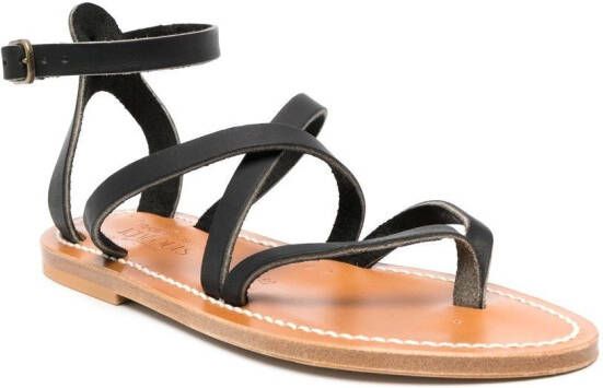K. Jacques Leren sandalen Zwart