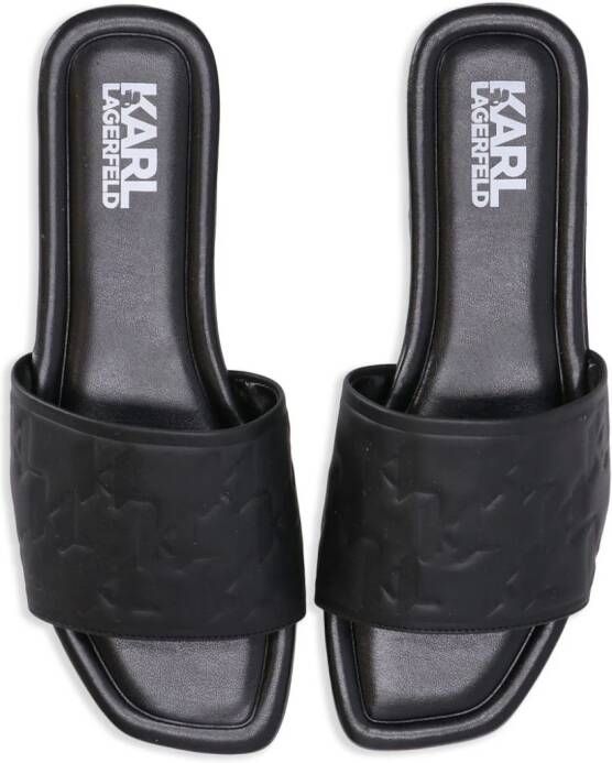 Karl Lagerfeld Brio leren slippers Zwart