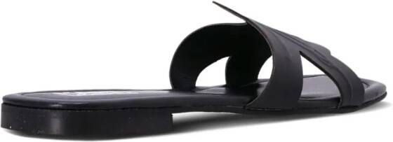 Karl Lagerfeld Brio Signature leren slippers Zwart