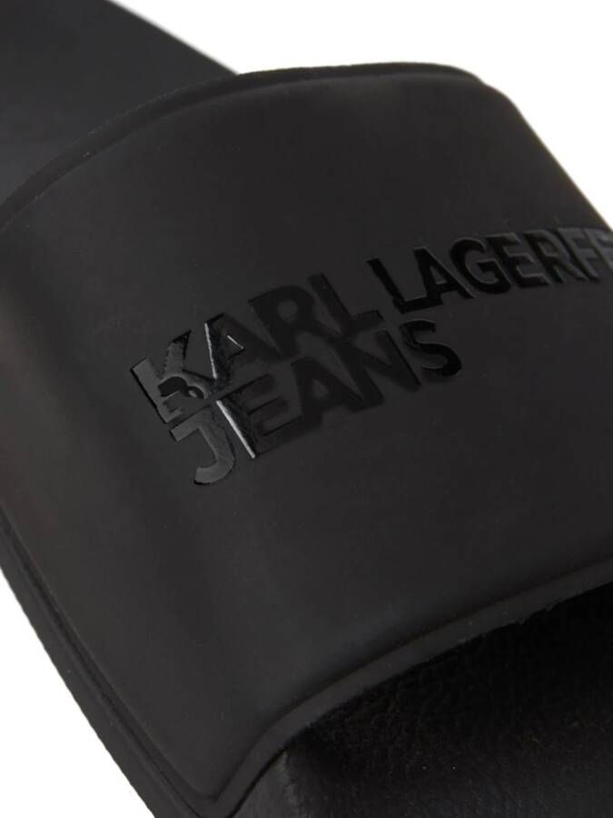 Karl Lagerfeld Jeans Kondo slippers met logoprint Zwart