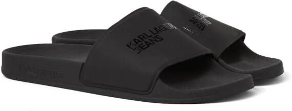 Karl Lagerfeld Jeans Kondo slippers met logoprint Zwart
