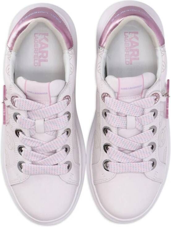 Karl Lagerfeld Kapri NFT leren sneakers met monogram Roze