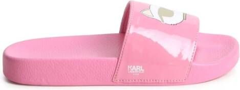 Karl Lagerfeld Kids Ikonik Choupette slippers met logoprint Roze