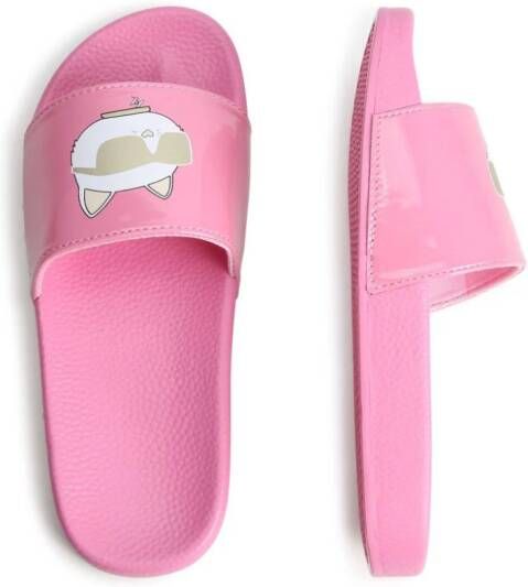 Karl Lagerfeld Kids Ikonik Choupette slippers met logoprint Roze