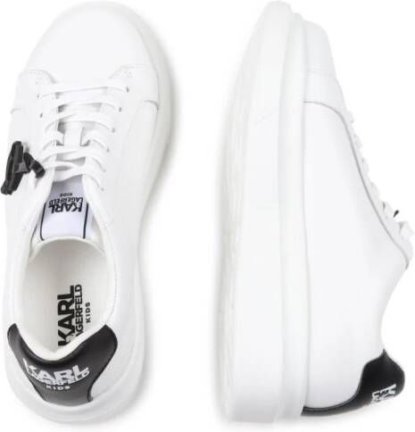 Karl Lagerfeld Kids Leren sneakers met logoprint Wit