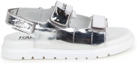 Karl Lagerfeld Kids Metallic sandalen met logoprint Grijs