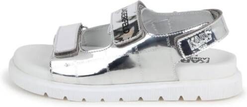 Karl Lagerfeld Kids Metallic sandalen met logoprint Grijs